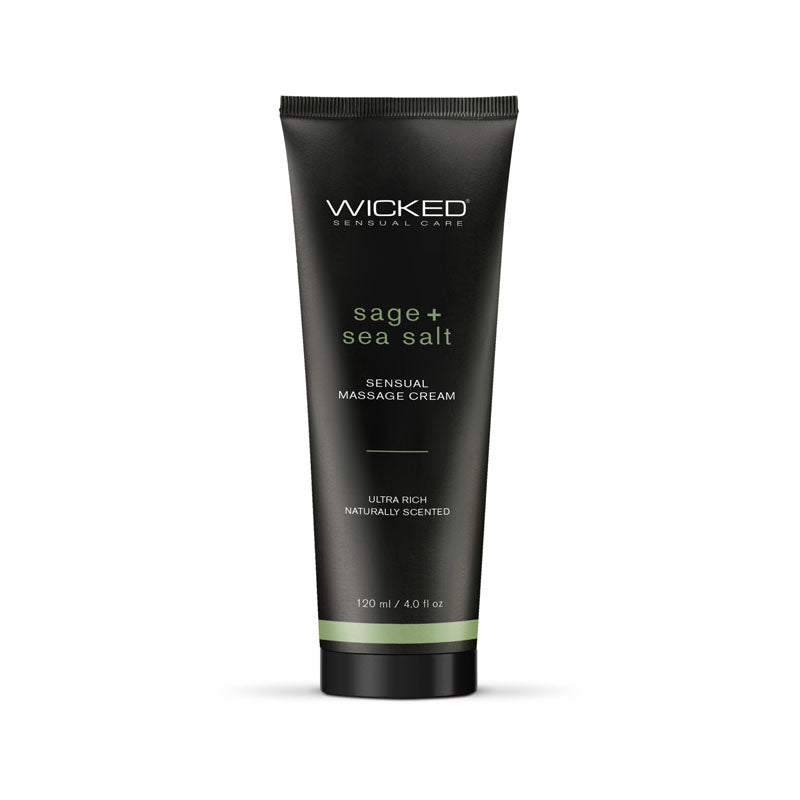 Wicked SAGE + SEA SALT Sensual Massage Cream - Scented Massage Cream - 120 ml Tube Wicked